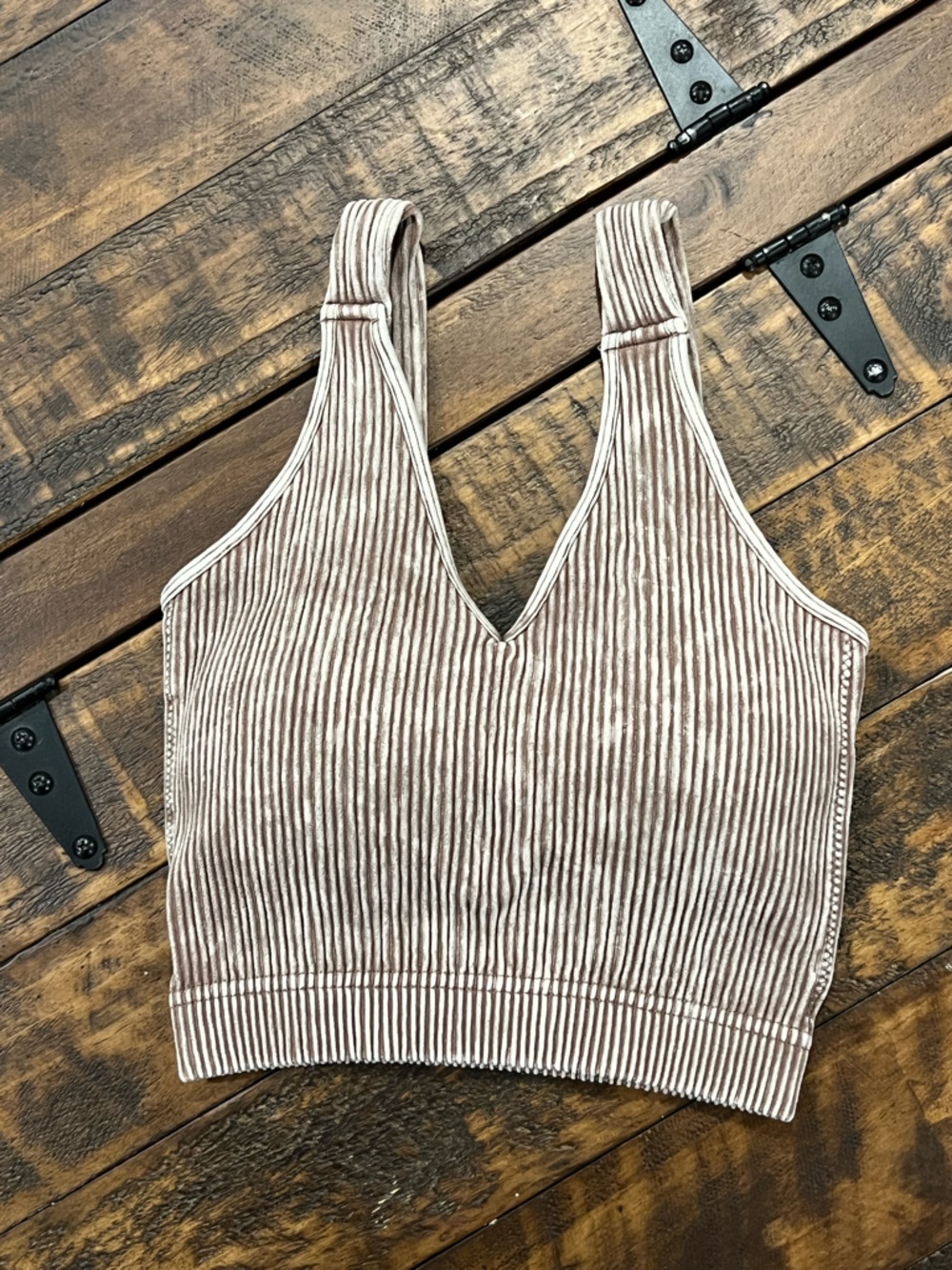 Zenana acid washed ribbed Brami with removable pads